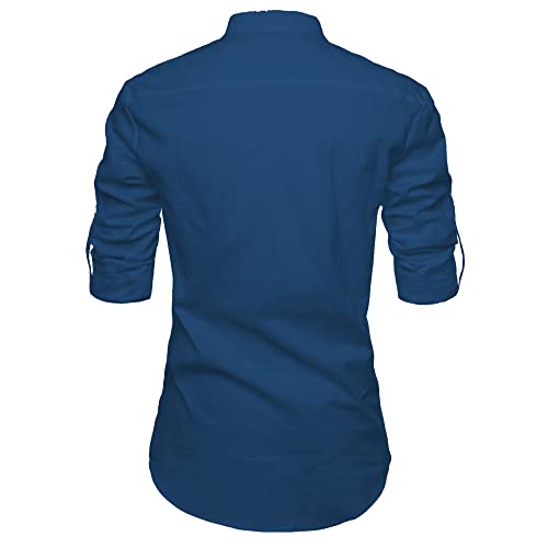 Image of Men's Full Sleeve Beige Color Cotton Blend Spread Slim Fit Shirt Style Kurta for Men and Boys