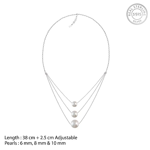GIVA 925 Silver Triple Layer Pearl Necklace With Link Chain |Gifts for Girlfriend, Gifts for Women & Girls| With Certificate of Authenticity and... - Image 5
