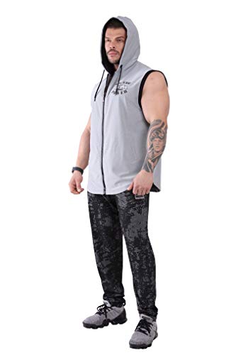 Men's Hooded Oversize Zippered Outdoor Vest, Sleeveless Workout Top T-Shirt4