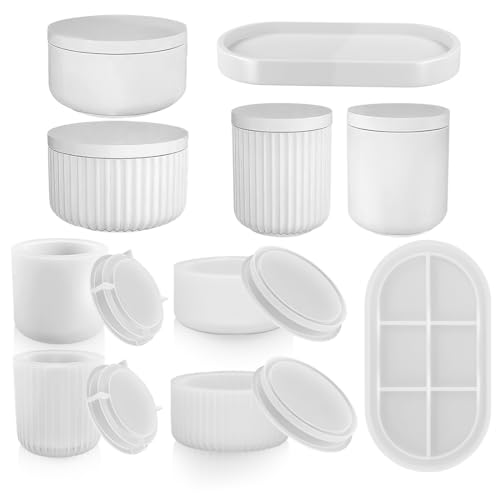 5 Stück Silikonform Vase 4+1 Paletten Silikon Gießformen mit Deckel DIY Vase Resin Formen Silikonblumentopf zur Vasenherstellung