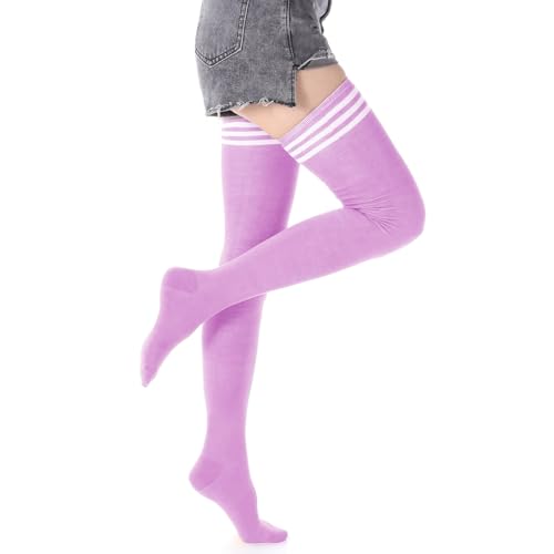Image of DRESHOW Extra Long High Thigh Socks Striped Over Knee Thin Tights Long Stocking