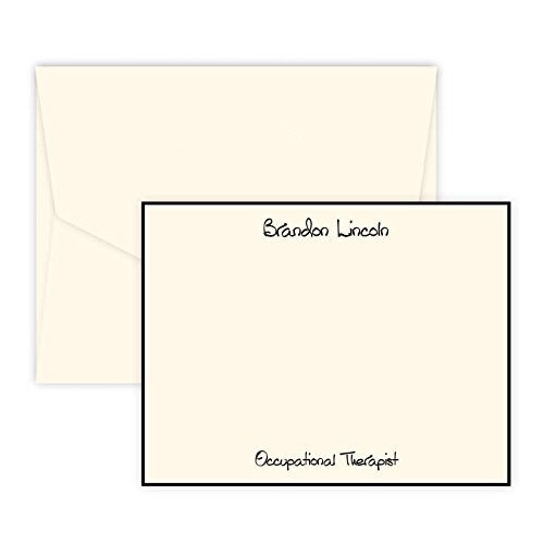 Personalized Raised Ink Stationery Flat Cards with an Optional Border
