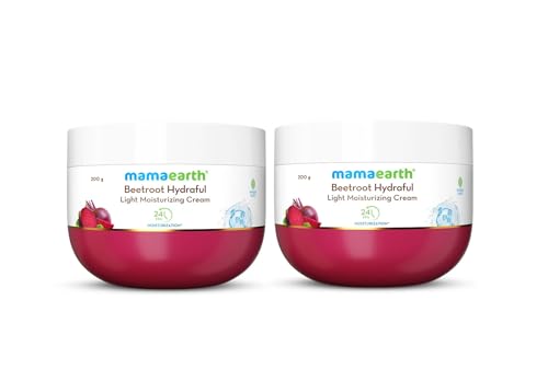 Image of Mamaearth Beetroot Hydraful Light Moisturizing Cream with Beetroot & Hyaluronic Acid | For Hydrated Pink Glow | For Face, Hand & Body | 24H Moisturization | Quick Absorbing | Non-Greasy | Soft Moisturizer | 200 g (Pack of 2)