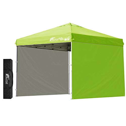 FIELDOOR 組立て簡単!! ワンタッチタープテント G03 スチールフレーム 2.5m 【ライム】 専用横幕/サイドシート2枚付属 風抜けベンチレーション 高耐水加工＆シルバーUVカットコーティング 紫外線カット 遮熱