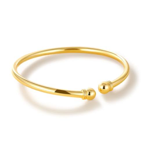 U7 Gold Cuff Bracelet, Cuff Bangles for Women, Unisex Simple Adjustable Bangle, Women's Cuff Bracelets, Valentine Fine Hand Jewellery Gift for Her, Diam 2.6inch Fit Wrist 6.5inch -7.5inch