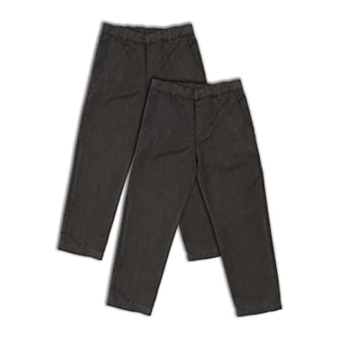 Acorn Fashion Pack of 2 Boys Trousers School Uniform Grey Regular Fit with Side Pockets Age 4-10 Years, 8-9 Years Cover