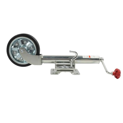 1500lbs Adjustable Trailer Jack, 8 Inch Wheel, Rotation Handle, Swivel Trailer Tongue Jack, Ideal for Yachts, Trailers & RV, Towing Made Simple (Rubber Clad Iron Wheel)