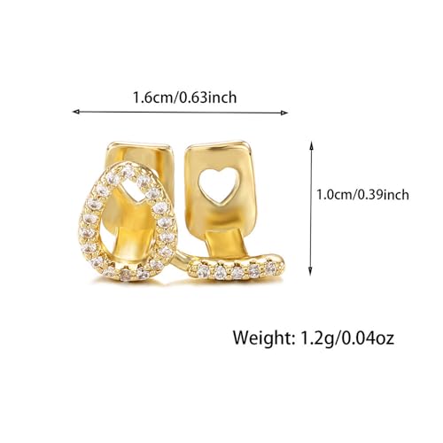 Set de 2 grillz dentales Hip Hop chapados en oro 14K miniatura 3