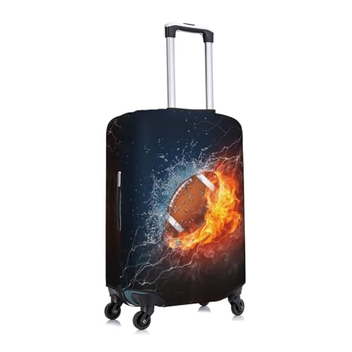 Football Ball In Fire And Water Travel Luggage Cover Suitcase Protector Bag, Fits 18-32 Inch Luggage, Double-Sided Printed Suitcase Sleeve For Kid And Adult,Medium3
