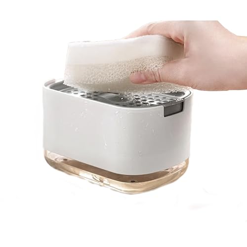 FLIKAB Dispenser Sapone Cucina Con Porta Spugna - L'innovativo Dispenser Detersivo Piatti Completo E Moderno - Il Porta Sapone Cucina Perfetto Tra Gli Accessori Lavello Cucina