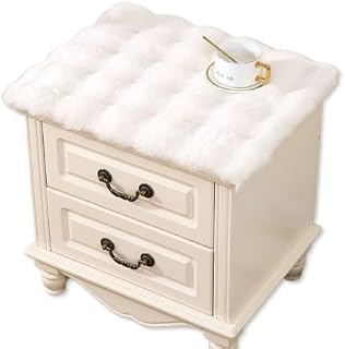 Nightstand Dust Cover Bedside Table Mat lint-White