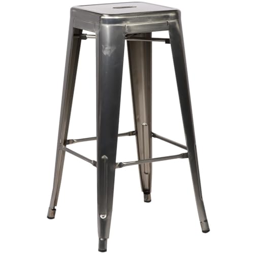 Poly and Bark Trattoria Bar Stool in Polished Gunmetal (Set of 4)