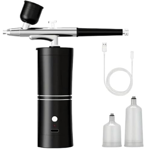Kit di Aerografo con compressore per modellismo 48 PSI. Aerografo multifunzionale per unghie, tecnologia di nano-infiltrazione ad alta pressione, vasetto per vernici e ugelli. Aerografo con USB Tipo C