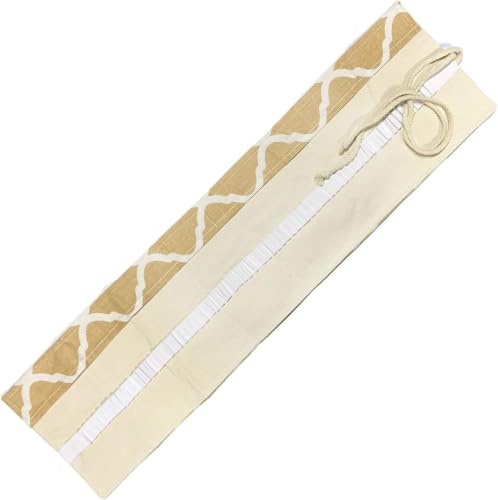 Image of Canvas Pencil Wrap Case, 48 Holes Colored Pencil Roll Holder Storage Pouch for Office (72 Holes, Orange)