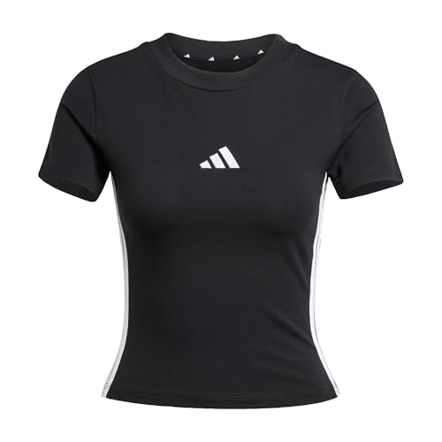 adidas Damen Essentials 3 Stripes Slim Baby T-Shirt, Black/White, XXS