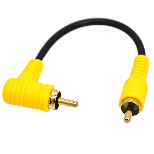 Cavo RCA ad angolo retto, cavo RCA maschio a maschio da 90 gradi, cavo audio corto RCA Strereo, connettori placcati in oro per home theater, subwoofer, HDTV, stereo, DVD 15 cm