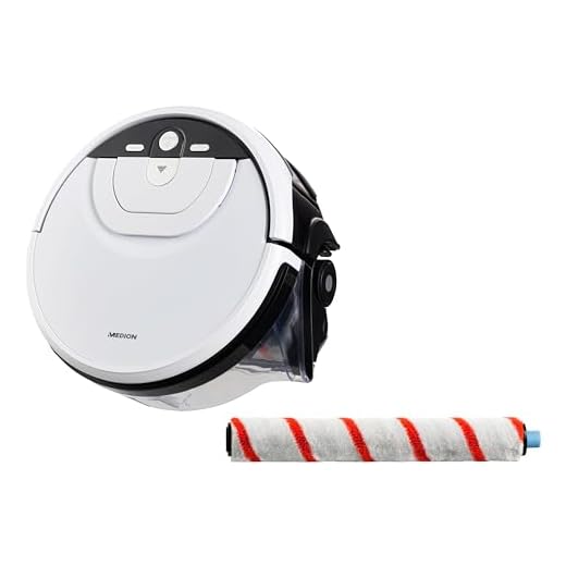 MEDION Wischroboter mit Wassertank (intelligente Navigation, Bodenreiniger mit Walze für Holzboden Hartboden Parkett, getrennter Schmutzwassertank/Frischwassertank, MD 20053) weiß