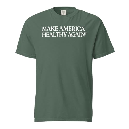 Make America Healthy Again Unisex Heavyweight Tee Organic Cotton Wellness Lifestyle Shirt (Blue Spruce Large)