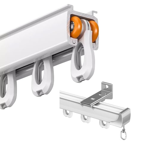 Barra silenciosa para cortinas de 600 cm, de aluminio, para montaje en techo, para colgar en la pared, color blanco, 1 capa, para un funcionamiento suave de la cortina, ideal para uso doméstico y de