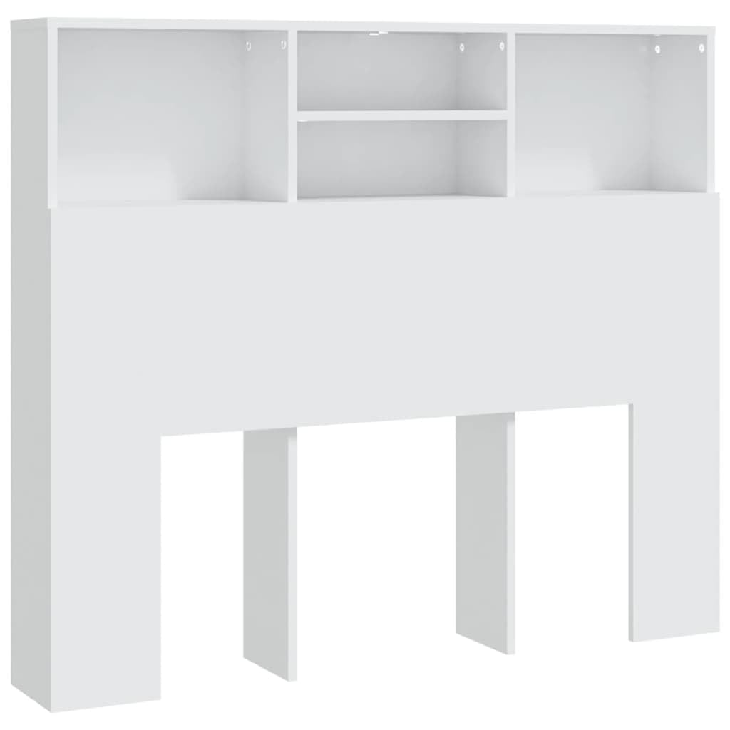 vidaXL Mueble Cabecero Armario de Cama con Almacenaje Pared Dormitorio Estantería Habitación Libros Decoraciones Blanco 120x19x103,5 cm