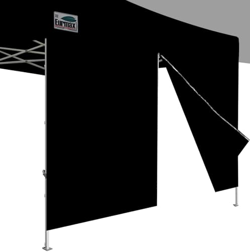 Eurmax USA 10FT Instant Canopy SunWall with Middle Zipper Wall for Pop Up Canopy Tent，1 Pack Sidewall for Outdoor Shade (Black)