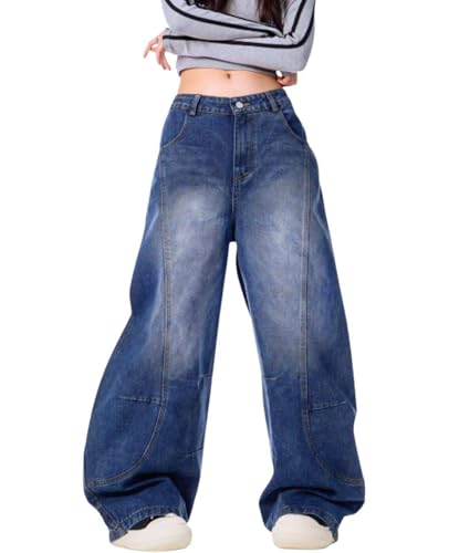 Barrel Jeans for Woman Men High Waisted Baggy Wide Leg Pants Denim Sweatpants Boyfriend Streetwear Clothes