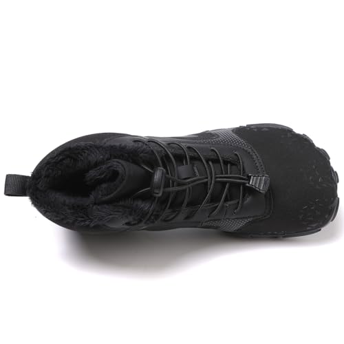 Hike Winter Barefoot Boots Womens Mens, Minimalist Warm Zero Drop Snow Booties Slip On Footwear, Wide Toe Waterproof Barefoot Hiking Shoes Outdoor4