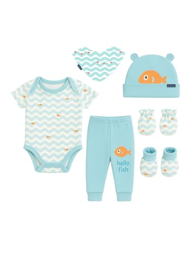 Image of POLKA TOTS Newborn Baby Gift Set Box | Premium Cotton Baby Clothes Set 0-3 Months for Boys & Girls | Essentials Newborn Baby Dress Kit | Ideal Baby Shower Gifts for Mom to Be & New Mothers (Pack of 6)