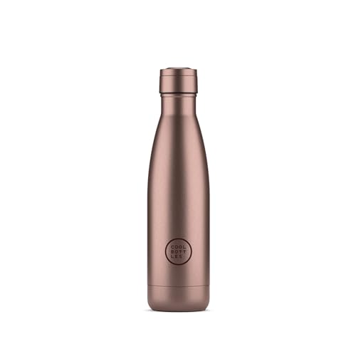 Cool Bottles - Botella de Agua de Acero Inoxidable - 500 ml - Metallic Rose - 26,5 x 7 cm - Botella Térmica Hermética - Bebidas Frías 36 H y Calientes 18 H - Triple-Cool Technology - Libre de BPA