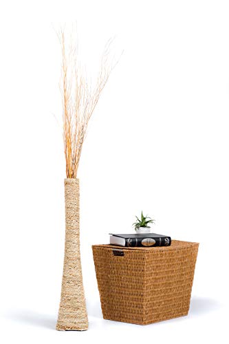 LEEWADEE-jarron-Grande-para-el-Suelo--jarron-Alto-Hecho-a-Mano-de-bambu-y-Rafia-contenedor-de-pie-para-Ramas-Decorativas-75-cm-Color-Natural 31RASKCg0qL