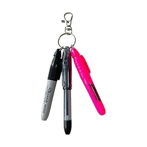Badge Reel Accessory Mini Pen, Sharpie, PINK Highlighter, Nurse Gift, Badge Accessory, Attach to Your Badge Holder, Backpack, etc… Cover