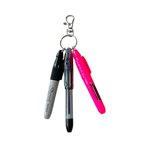 Badge Reel Accessory Mini Pen, Permanent Marker, PINK Highlighter, Nurse Gift, Badge Accessory, Attach to Your Badge Holder, Backpack, etc…