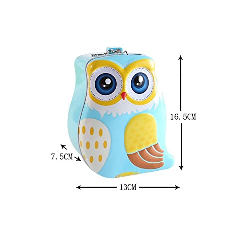 Image of WISHKEY Cute & Colorful Owl Shaped Metal Piggy Bank with Secure Lock & Keys for Kids, Attractive Bird Themed Money Saving Storage, Coin Collection Box for Girls, Children (Pack of 1, Multicolor)