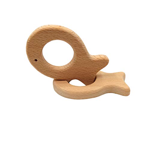 2Pcs Natural Wooden Fish Pendant Pure Natural Beech Wood Animal Shape For Handmade Necklace/Bracelet (Fish 2Pcs) #TOP18