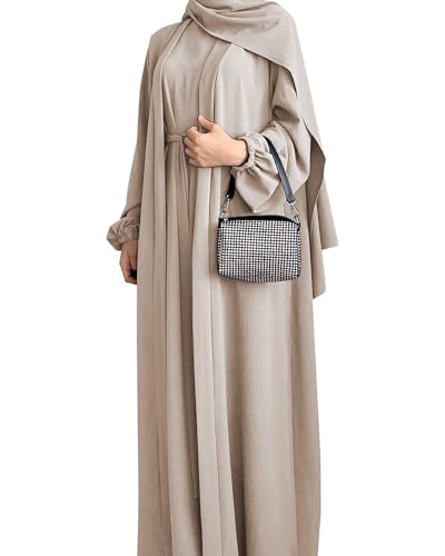Women's Muslim Dress Two Pieces Set Islamic Prayer Abaya Modest Solid Color Muslim Outfits