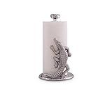 Arthur Court Designs Aluminum Alligator/Gator/Crocodile Paper Towel Holder Aluminum Metal Standing Tall on Countertop 12.5 inch Standing Tall