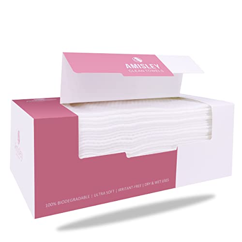 Amisley Disposable Face Towel, Ultra Soft Washcloths, 70Pcs Unscented Baby Dry Wipes For Sensitive Skin, Multi-Use As Makeup Remover & Thickening Cleansing Towelettes, W/Dust-Proof Bag, 1 Box #TOP19