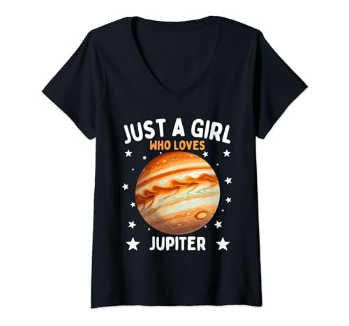 Mujer Solo una chica que ama a Júpiter Funny Planet Júpiter Camiseta Cuello V