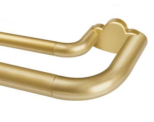 HOTOZON Double Tringle à Rideau 122-220 cm, Design Enroulable et Extensible 19 mm en Or Occultant, pour Chambre et Salon