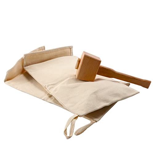 Lewis Lot de 2 sacs à glace réutilisables en toile avec marteau en bois pour barman d'été et accessoires de bar