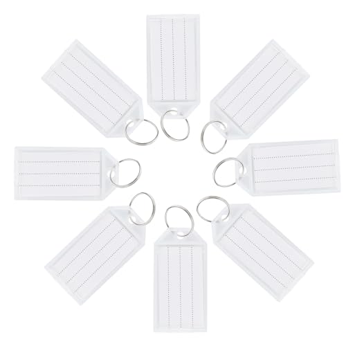 ZEFAN 48 Porte Cles en Plastique avec Étiquette, 5,8 x 2,8cm Etiquette du Porte-Clés, Clé à Bagages en Plastique Blanc Convient pour Marquage des Clés,...