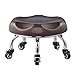 Stołek Na Kółkach Z 5 Obrotowymi Kółkami, Sześciokątna Powierzchnia Stołka Ze Skóry PU, ΦxH: 38x21cm, Ruchomy Stołek, Stołek Z Okrągłym Kółkiem, Podnóżek Z Niską Pufą, Obciążenie 120kg
