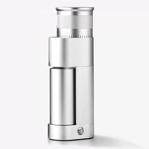 Macinacaffè – Macinino conico con regolazione continua, coperchio magnetico per fagioli e contenitore per polvere per espresso e versare sopra la birra