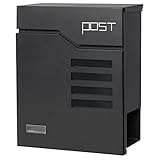 Lockable Mailboxes with Keys,Outdoor Wall Mounted Mail Box with Large Capacity,Black