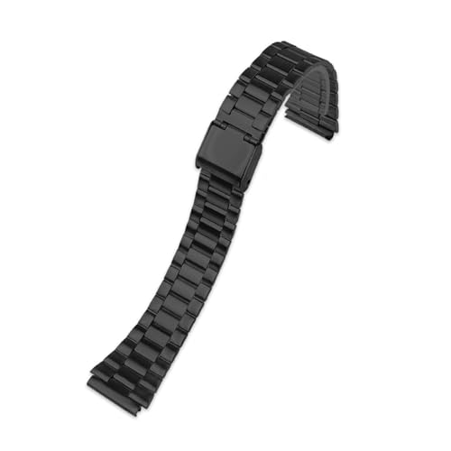 [|Ő] 18mm t@CX`[EHb`oh CASIO A158/A159/A168/A169/B650 AQ230/700 A158W A168 Classic AE-1200 Vo[ubN^XgbvΉ(Black A)