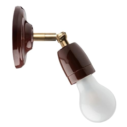 Applique Murale LED En Céramique À Angle Réglable Avec Bras Cuivre Et Douille E27, Idéale For Une Chambre, Un Couloir Ou Salon Facile à installer(Brown)