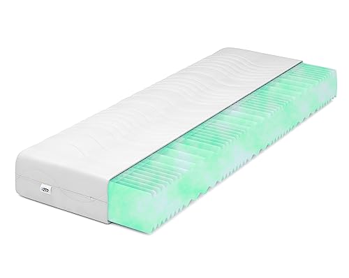 IZER Aqua Wave Kaltschaummatratze Härtegrad H3 120x200 16cm Orthopädische RG30 Matratze 7-Zonen Matratzenbezug mit Reißverschluss