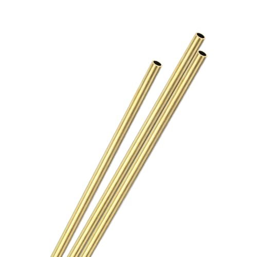 M METERXITY 3-Pack 300mm Brass Round Tube, 6.5mm OD 0.5mm Wall Thickness H65 Brass Seamless Tubing for Construction/Machining/DIY Crafting, Metal Straight Pipe [0.26x0.02x12IN]