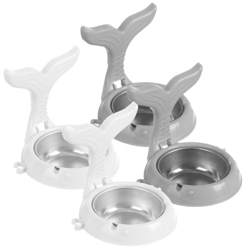 GARVALON Cenicero de Pared Adhesivo de Acero Inoxidable 4 Piezas 2 Blanco 2 Gris Plegable para Interior Contenedor de Cenizas Resistente al Viento Adecuado para Baño y Oficina