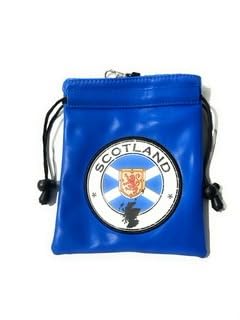 ORANGE BOOM Golf Valuables Pouch, Leather Drawstring Bag with Clip Hook, England, Scotland, Wales, Ireland Flag Designs, Portable Tee Holder (BLUE, SCOTLAND)